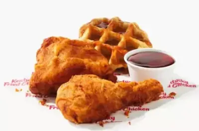 KFC 2 pc. Chicken & Waffles: 2 pc. fried chicken, Belgian waffle, sweet syrup