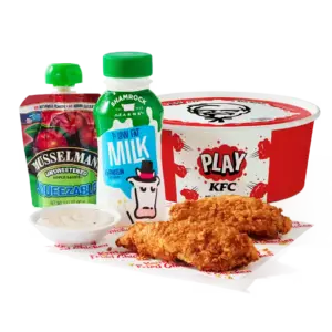 KFC 2 pc. Tenders Kids Meal: 2 Original Recipe tenders, kids' side (applesauce, Jr. fries or mac and cheese), kids' drink, dipping sauce