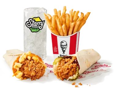 KFC 2 Wraps Combo: 2 chicken wraps, Secret Recipe fries, medium drink
