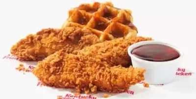 KFC 3 pc. Tenders & Waffles: 3 Original Recipe tenders, Belgian waffle, sweet syrup