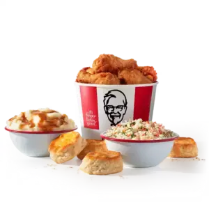 KFC 8 pc. Chicken Meal: 8 pieces fried chicken, 2 large sides, 4 biscuits