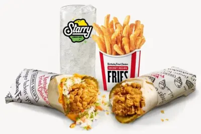 KFC Chicken Wrap Combo: 1 chicken wrap, Secret Recipe fries, medium drink
