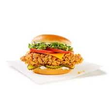 KFC Deluxe Chicken Sandwich: quarter-pound double-breaded chicken fillet, melted cheese, lettuce, tomato, mayo, brioche bun