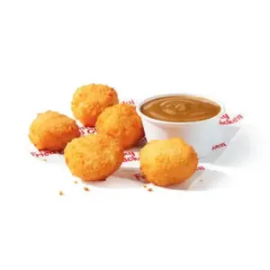 KFC Mashed Potato Poppers: creamy mashed potatoes, golden fried breading, warm gravy dip