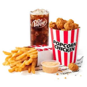 KFC Popcorn Chicken Combo: Popcorn Chicken, individual Secret Recipe fries, medium drink, dipping sauce