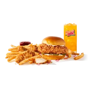 KFC Chicken Sandwich Big Box: Classic Chicken Sandwich, 5 pc. nuggets, individual side, medium drink