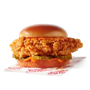 KFC Spicy Chicken Sandwich: quarter-pound double-breaded chicken fillet, pickles, spicy sauce, brioche bun