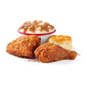 KFC Taste of KFC 2 pc. Deal: 2 pc. fried chicken (drum and thigh build), individual mashed potatoes with gravy, biscuit
