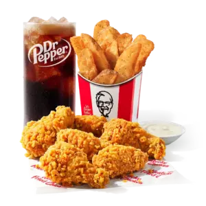 KFC Wings & Wedges Combo: 6 Hot & Spicy wings, potato wedges, medium drink, dipping sauce
